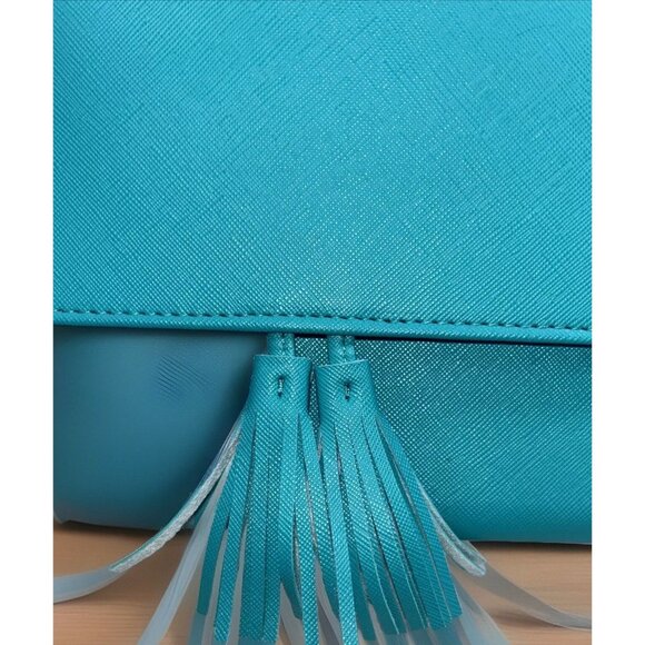Chi‎ Turquoise Blue 13" Leatherette Evelope Tassels Clutch Hot Iron Case - Picture 3 of 7